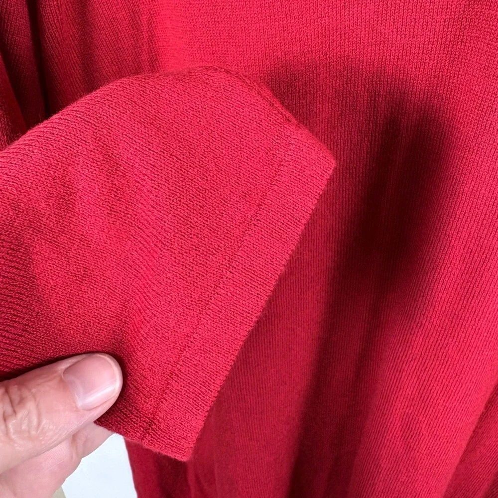 NWT J. Jill Sweater L Scarlet Red V-Neck Cotton Blend Minimalist Christmas
